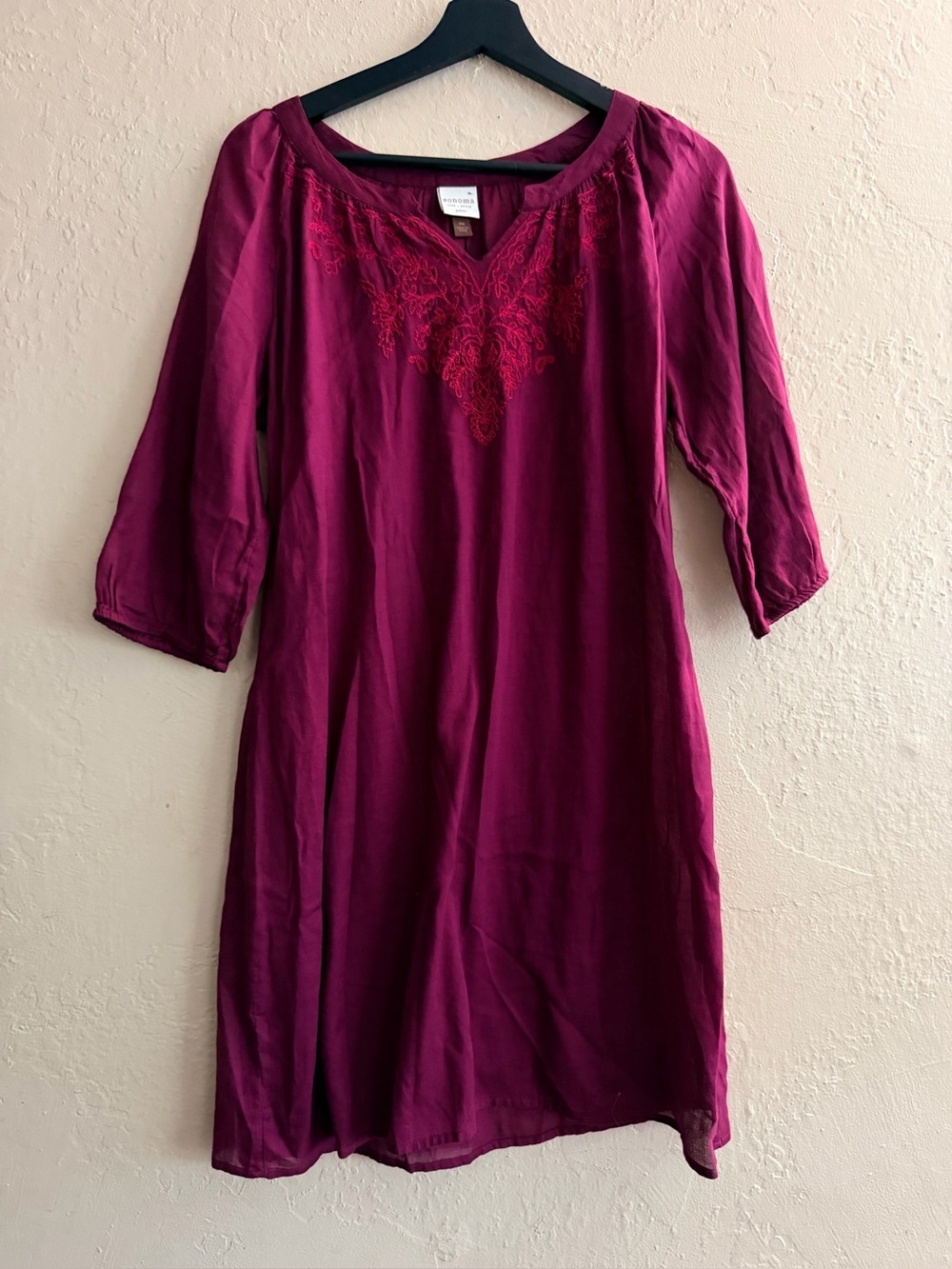 Sonoma Plum Embroidered Mini Dress